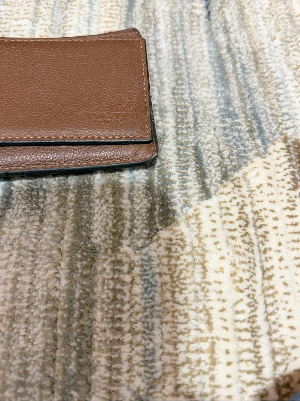 Coach Brown Wallet with Navy and Cream Stripes